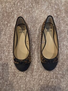 Janie and Jack Leopard Ballet Flats in Brown and Black Size 12